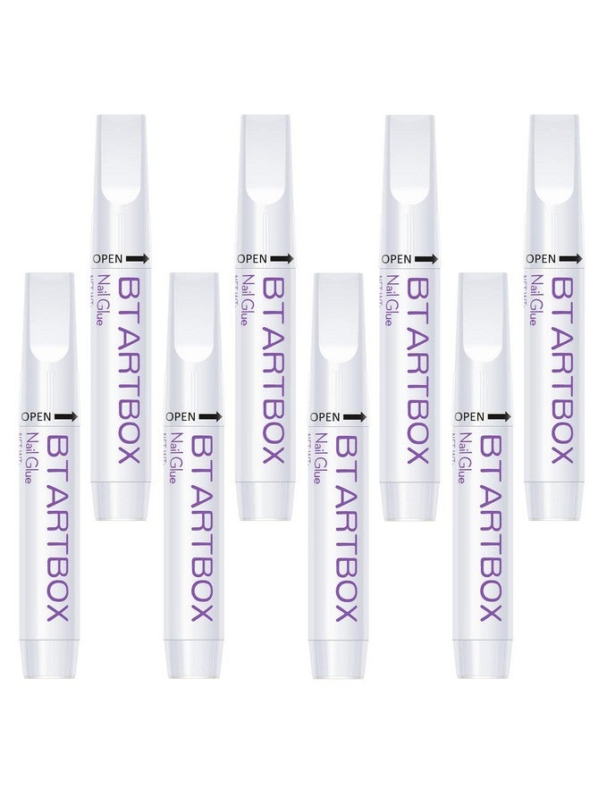 بي تي آرت بوكس غراء أظافر للأظافر الأكريليك - غراء أظافر للأظافر الصناعية، 8 قطع من لاصق BTArtbox Super Bond لأطراف الأظافر الصناعية يدوم طويلاً، 0.07 أونصة - Image 1