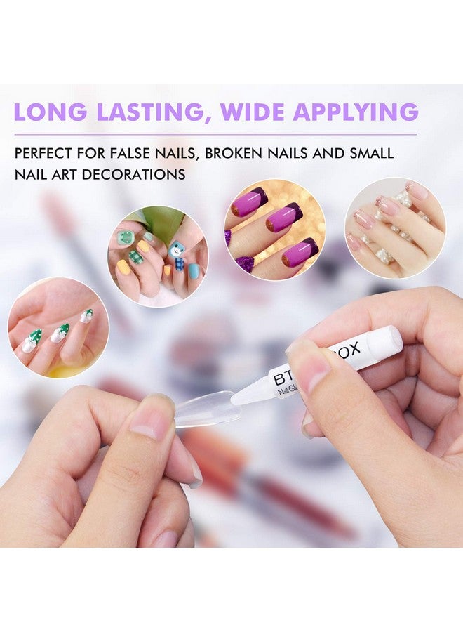 بي تي آرت بوكس غراء أظافر للأظافر الأكريليك - غراء أظافر للأظافر الصناعية، 8 قطع من لاصق BTArtbox Super Bond لأطراف الأظافر الصناعية يدوم طويلاً، 0.07 أونصة - Image 2