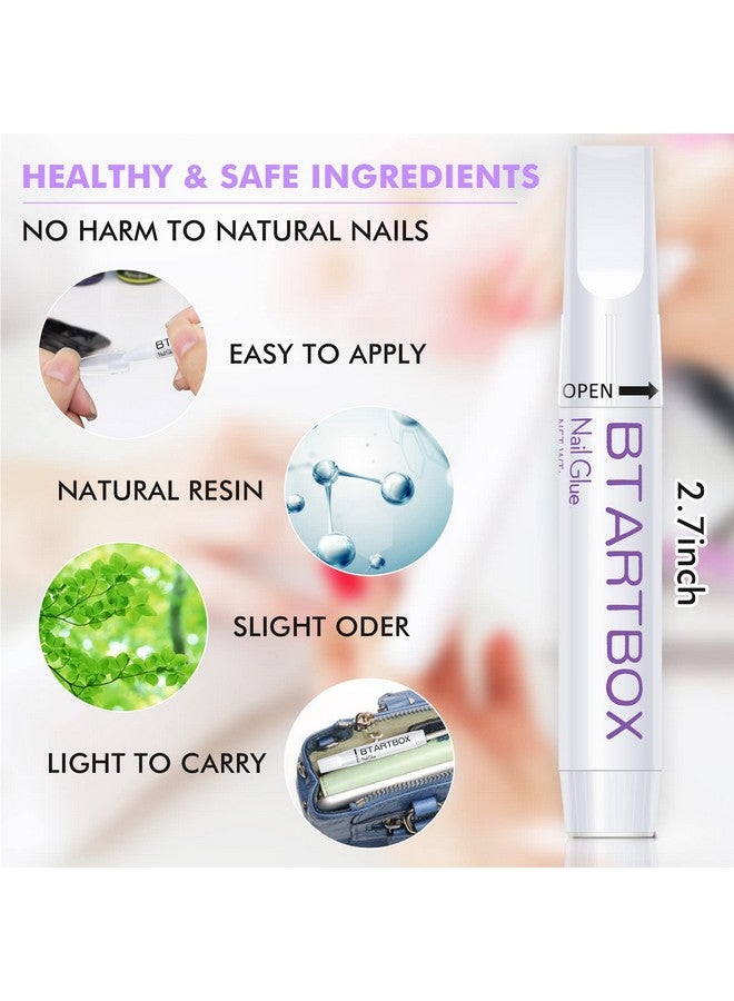 بي تي آرت بوكس غراء أظافر للأظافر الأكريليك - غراء أظافر للأظافر الصناعية، 8 قطع من لاصق BTArtbox Super Bond لأطراف الأظافر الصناعية يدوم طويلاً، 0.07 أونصة - Image 3