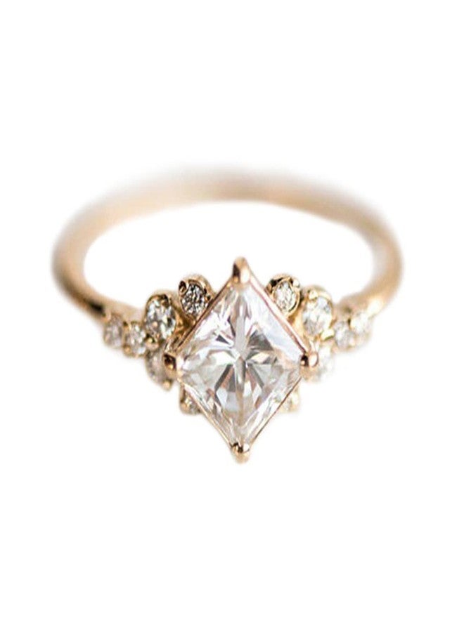 Koguxuix Vintage Ring Gold Engagement Ring CZ Crystal Diamond Wedding Ring 14k Gold Milgrain Ring Band (8) - Image 3