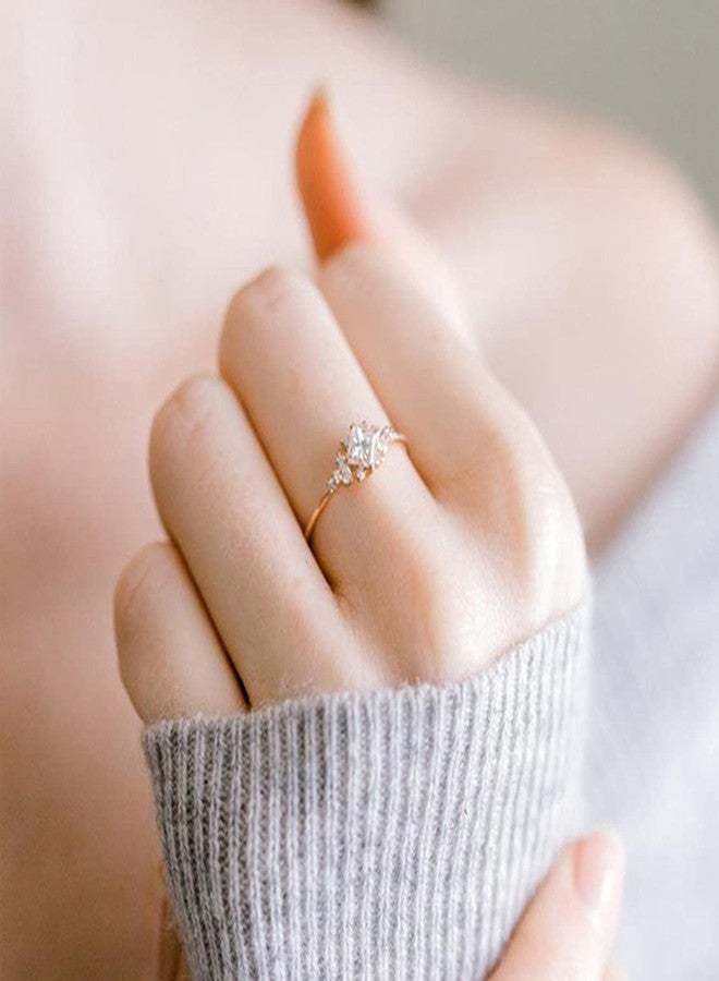 Koguxuix Vintage Ring Gold Engagement Ring CZ Crystal Diamond Wedding Ring 14k Gold Milgrain Ring Band (8) - Image 2