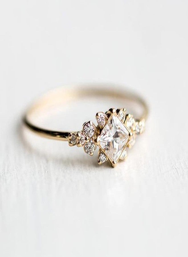 Koguxuix Vintage Ring Gold Engagement Ring CZ Crystal Diamond Wedding Ring 14k Gold Milgrain Ring Band (8) - Image 5
