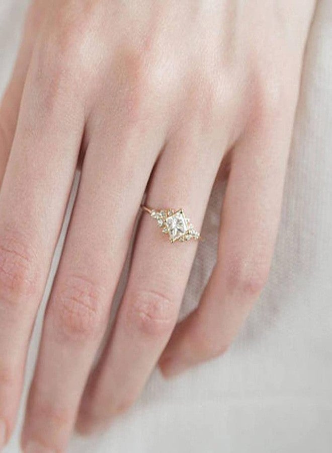 Koguxuix Vintage Ring Gold Engagement Ring CZ Crystal Diamond Wedding Ring 14k Gold Milgrain Ring Band (8) - Image 4