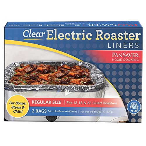 PanSaver PanSaver Cooking Liners  Disposable Electric Roasting Pan Liners for Instant Cleanup with No Scrubbing  Clear 2 Count 