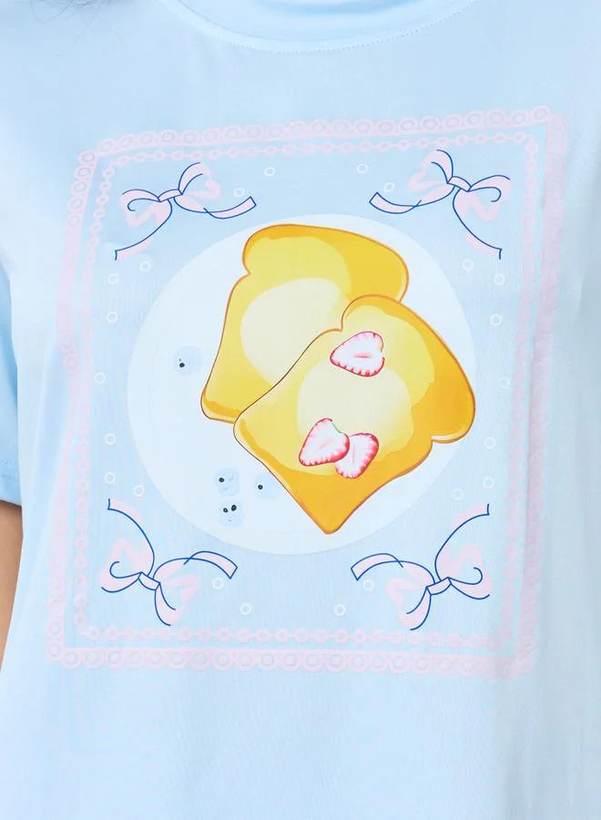 Take Two Take Two Graphic Print T-Shirt and Straight Pyjama Set