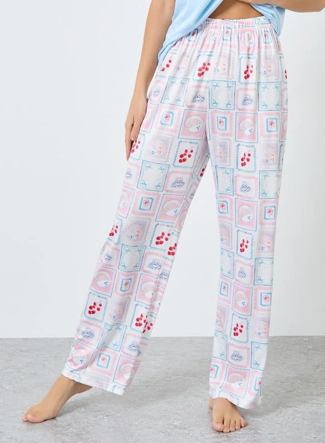 Take Two Take Two Graphic Print T-Shirt and Straight Pyjama Set