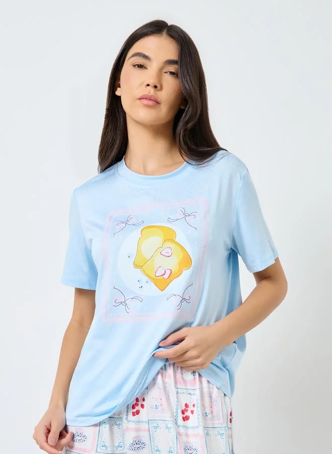 Take Two Take Two Graphic Print T-Shirt and Straight Pyjama Set