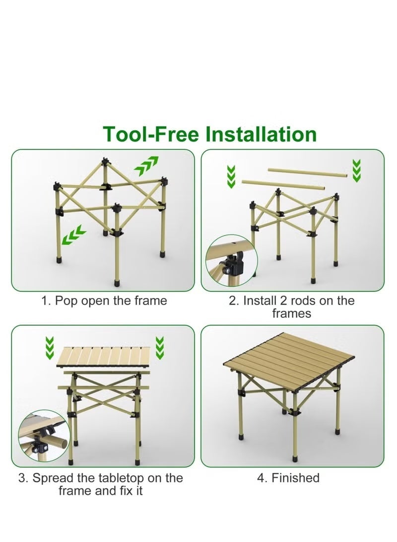 Portable lightweight folding camping table | Portable roll-up side table | Outdoor camping folding table | Lightweight beach table | Picnic table | With storage bag and mesh bag （53×51×50cm） - Image 5