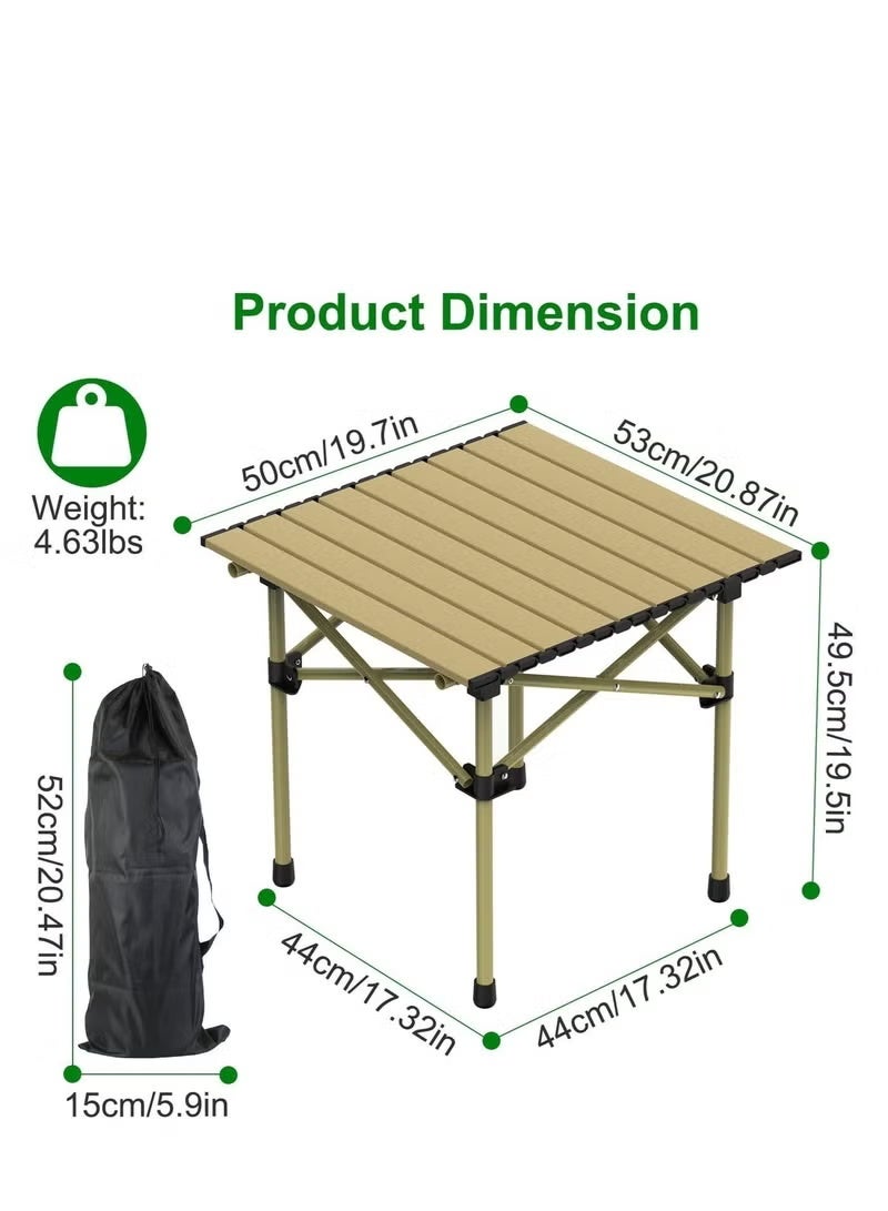 Portable lightweight folding camping table | Portable roll-up side table | Outdoor camping folding table | Lightweight beach table | Picnic table | With storage bag and mesh bag （53×51×50cm） - Image 3