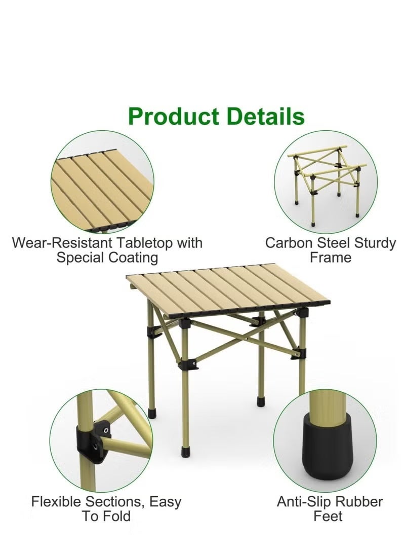 Portable lightweight folding camping table | Portable roll-up side table | Outdoor camping folding table | Lightweight beach table | Picnic table | With storage bag and mesh bag （53×51×50cm） - Image 2