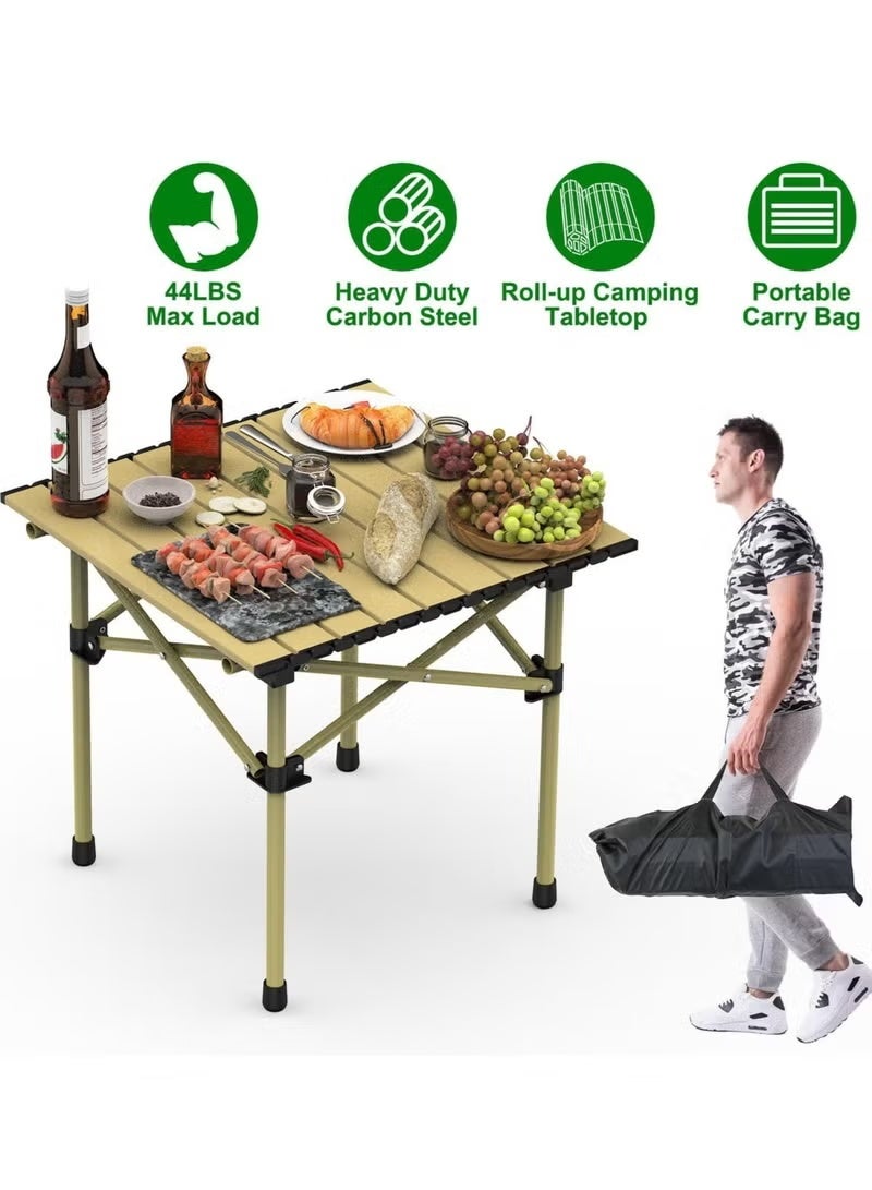 Portable lightweight folding camping table | Portable roll-up side table | Outdoor camping folding table | Lightweight beach table | Picnic table | With storage bag and mesh bag （53×51×50cm） - Image 4