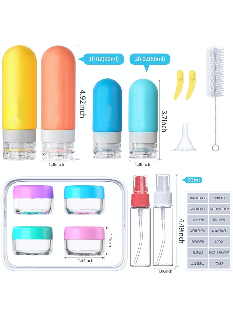 16 Pack Travel Bottles for Toiletries, Silicone Travel Containers jar for Toiletries, Leak Proof Refillable Liquid Shampoo And Conditioner Travel Essentials Toiletry Bottles - Image 2