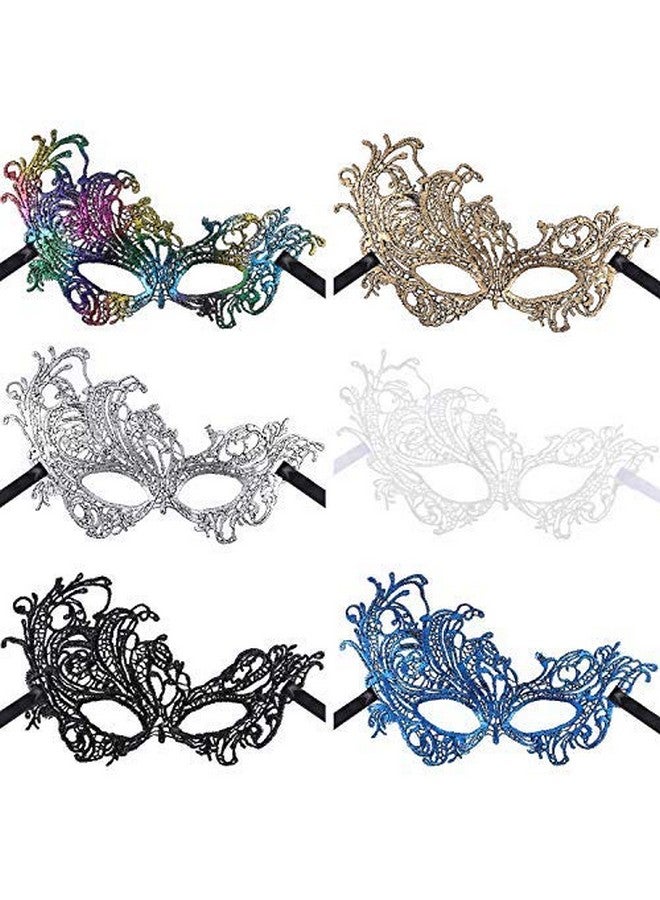 جوفيتيك JOVITEC 6 قطع من أقنعة ماردي جراس متعددة الألوان أقنعة تنكرية عتيقة للرجال والنساء أزياء الكرنفال فستان حفلة زفاف لوازم - Image 1