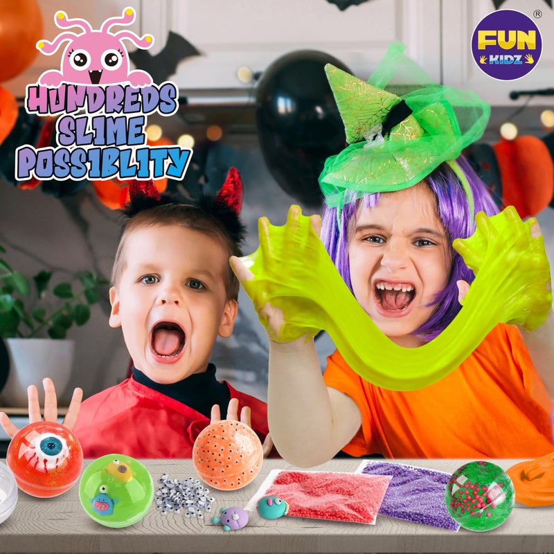FUN KIDZ Halloween Toy Monster Slime Kit for Girls Ages 6-12, FunKidz Glow in Dark Slime Making Kit for Kids Make Soft Slime Balls with Photochromic Powder Kid Ideal Party Gifts - Image 5