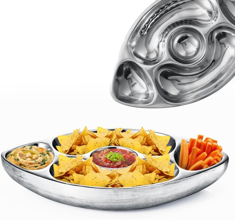Gute Football Tailgate Superbowl Serving Bowl Silver Brass Snack Candy  Salad Bowl Chip n Dip American Sports Decorative Centerpiece Serving Platter for Nuts Salsas Food Serveware Decor Entertaining - Image 1