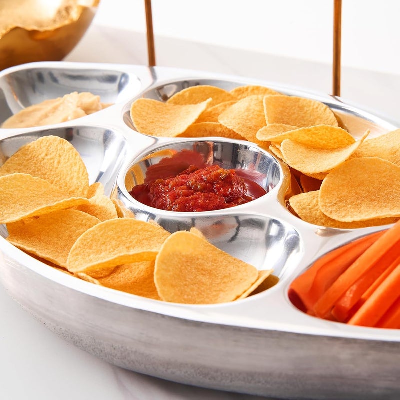 Gute Football Tailgate Superbowl Serving Bowl Silver Brass Snack Candy  Salad Bowl Chip n Dip American Sports Decorative Centerpiece Serving Platter for Nuts Salsas Food Serveware Decor Entertaining - Image 4