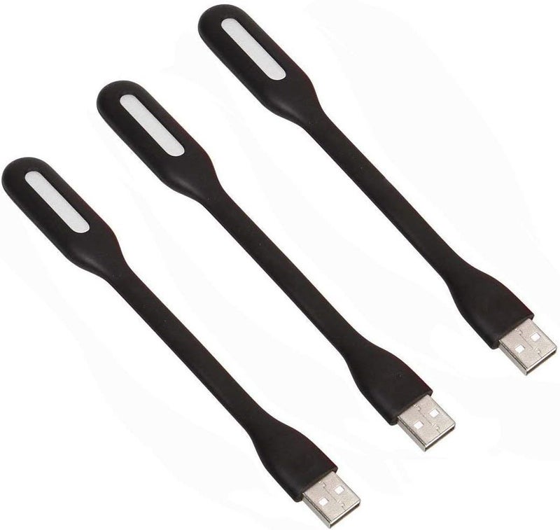 MaiJin 3 Pack, Flexible Mini USB LED Light Lamp for Laptop Keyboard, Power Bank, Portable Night Light (Black) - Image 1