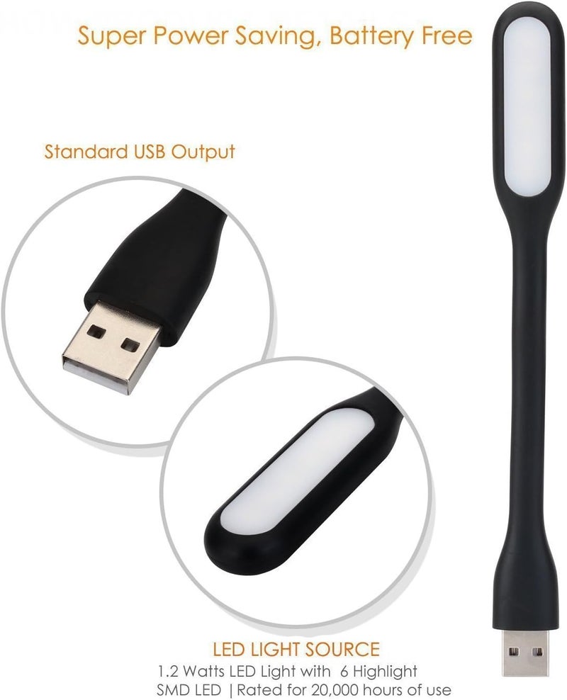 MaiJin 3 Pack, Flexible Mini USB LED Light Lamp for Laptop Keyboard, Power Bank, Portable Night Light (Black) - Image 2