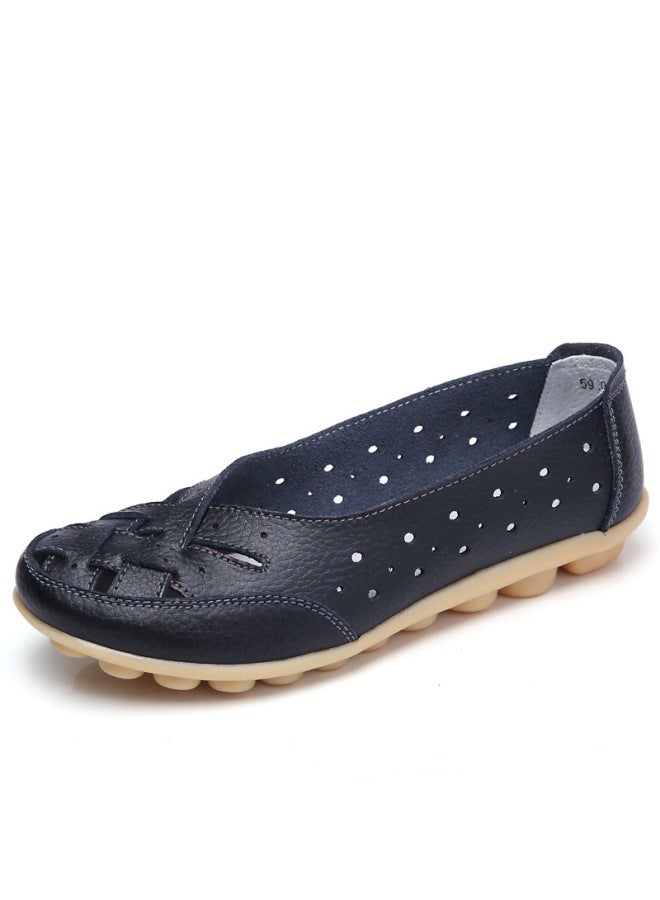 Fujian Manufacturer 44 Size Bird's Nest Hole Shoes Flat Women's Sandals Summer Single Shoes Tods Leather Shoes Casual Women's Middle Boss