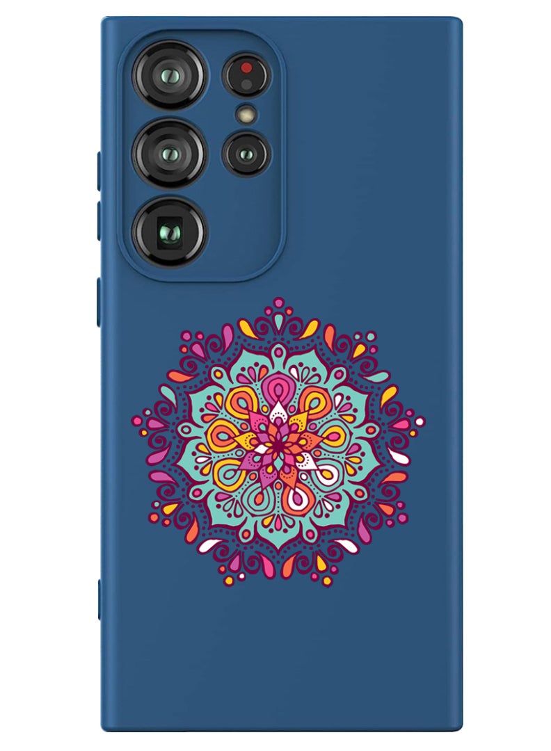 Theodor Protective Slim Fit Case Liquid Silicone Cover with Full Body Protection Anti-Scratch Shockproof Case For Samsung Galaxy S24 Ultra (Blue) - Mandala colourful - Image 1