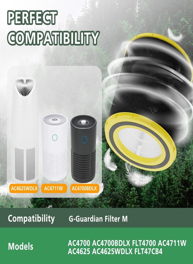 isinlive FLT4700 HEPA Filter M Replacement Compatible with G-Guardian AC4700 AC4700BDLX AC4711W AC4625 AC4625WDLX Air Purifier FLT4700 FLT47CB4, 2 HEPA + 4 Activated Carbon Filter (2+4) - Image 2