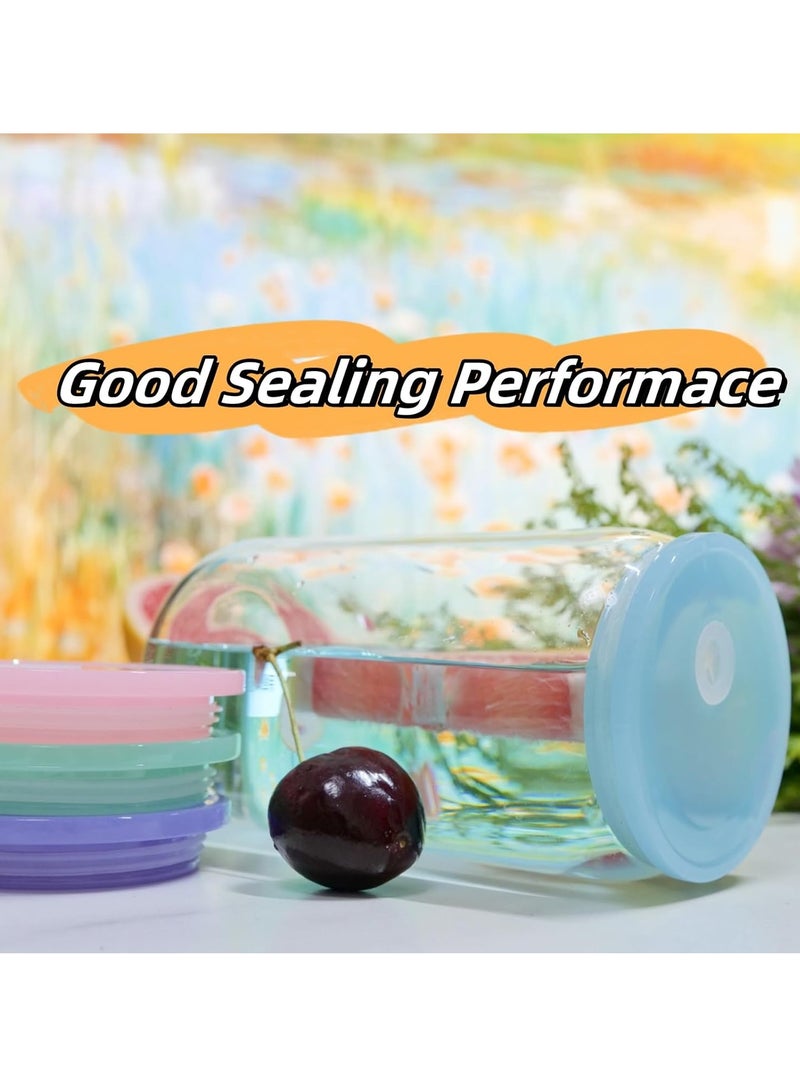 Acrylic Replacement Lids for 16oz Glass Cups, 4 Pack Wooden Lids for Drinking Glasses, Compatible with 20OZ and 24OZ Glass Cups, 2.75inch Diameter  - Image 5