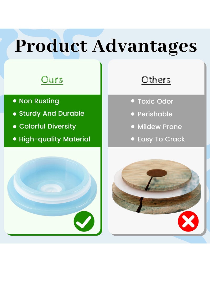 Acrylic Replacement Lids for 16oz Glass Cups, 4 Pack Wooden Lids for Drinking Glasses, Compatible with 20OZ and 24OZ Glass Cups, 2.75inch Diameter  - Image 4