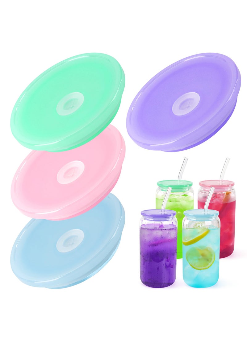 Acrylic Replacement Lids for 16oz Glass Cups, 4 Pack Wooden Lids for Drinking Glasses, Compatible with 20OZ and 24OZ Glass Cups, 2.75inch Diameter  - Image 1