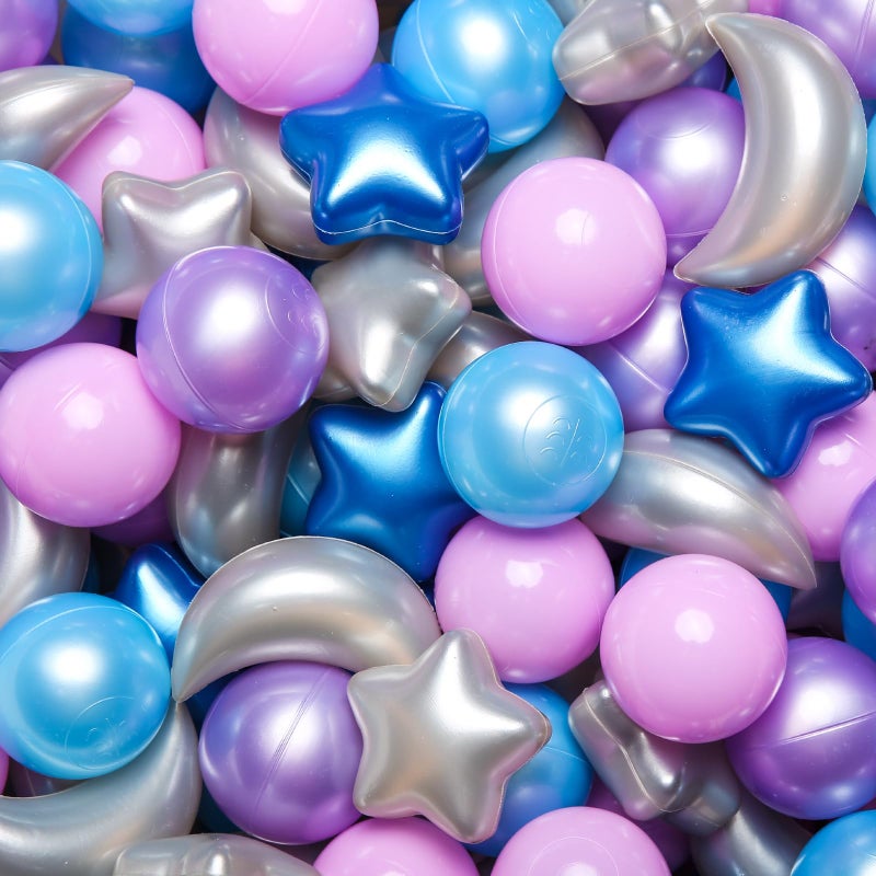 GOGOSO Ball Pit Balls Stars Moon Shapes Plastic Pitballs for Toddler Play Tent Baby Photo Props Kids Pool Water Toys Kiddie Pool Party DecorPearl BluePearl PurplePurple Gray100PCS - Image 3
