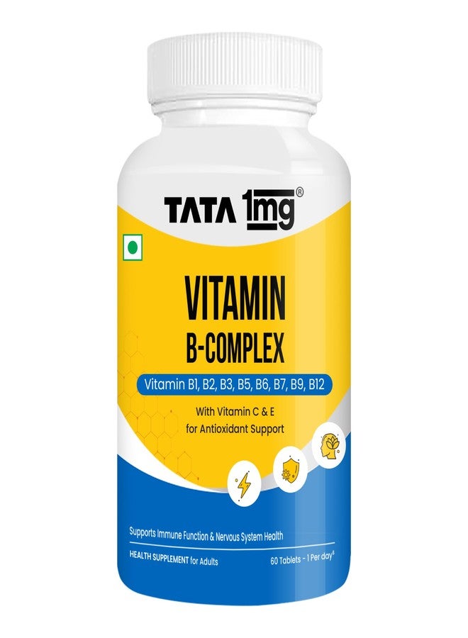 TATA 1MG كبسولات تاتا 1 ملغ من فيتامين ب المركب، تحتوي على 100% من الكمية الموصى بها يوميًا من فيتامينات ب1، ب2، ب3، ب5، ب6، والبيوتين، بالإضافة إلى فيتامين ج وفيتامين هـ، تساعد في الحفاظ على الطاقة والمناعة وصحة البشرة، مناسبة للنساء والرجال، عبوة من 60 كبسولة نباتية - Image 1