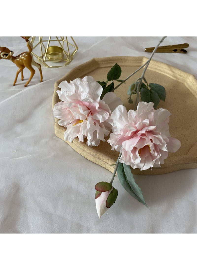 Generic 1 x 5 pcs 3-Head Peony Silk Flowers Elegant Artificial Bouquet Light pink 
