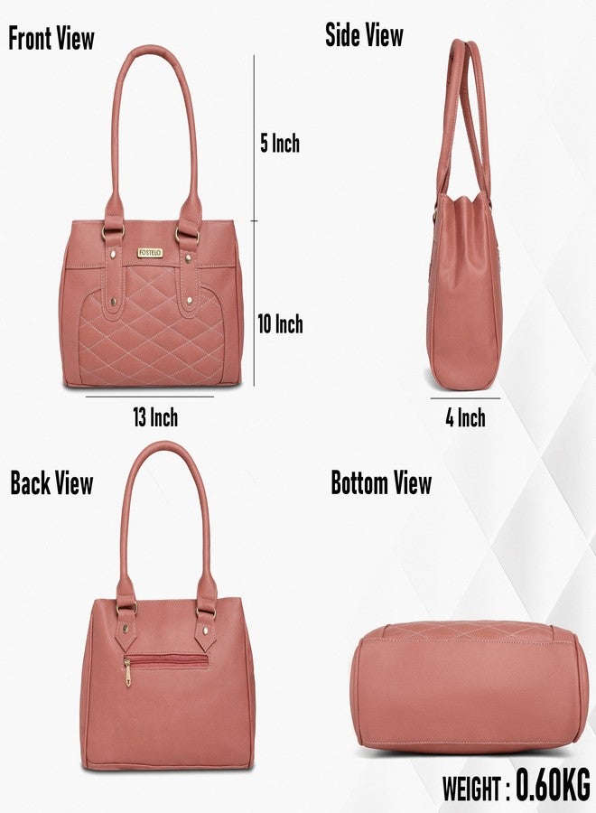 Fostelo Women's Paulie Satchel Tote Handbag for Women | Ladies Purse | Stylish Shoulder Bag | Gift For Women | Light Pink - Image 3