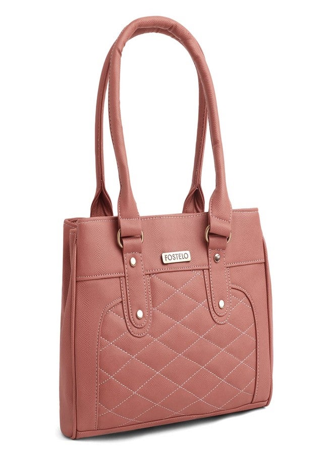 Fostelo Women's Paulie Satchel Tote Handbag for Women | Ladies Purse | Stylish Shoulder Bag | Gift For Women | Light Pink - Image 1