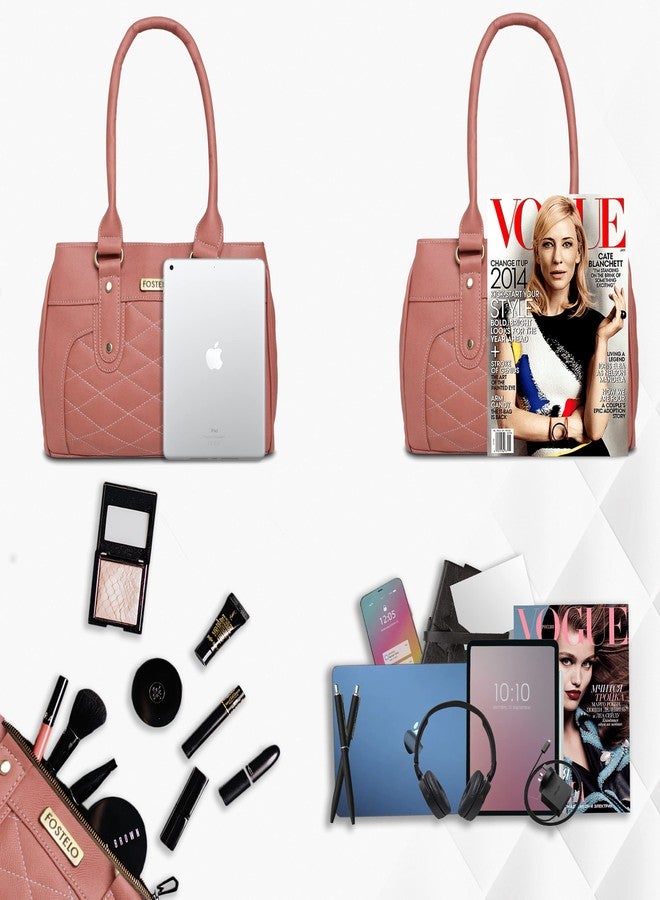 Fostelo Women's Paulie Satchel Tote Handbag for Women | Ladies Purse | Stylish Shoulder Bag | Gift For Women | Light Pink - Image 4