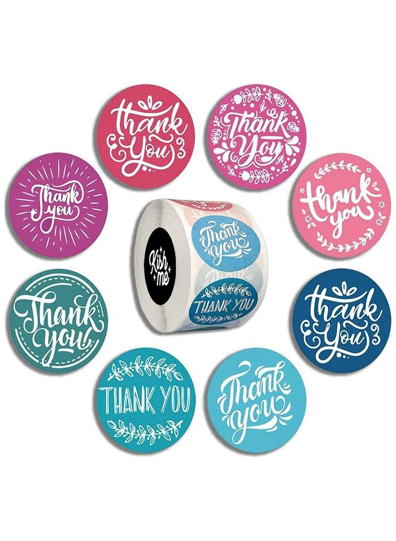 Sticker size 3.7 cm, decorated with the phrase “Thank you.” Number of 500 stickers used with gifts. 8 different shapes. Self-adhesive and water-resistant stickers used for birthdays, wedding parties, - Image 1