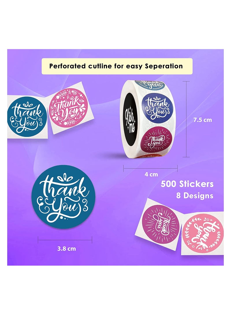 Sticker size 3.7 cm, decorated with the phrase “Thank you.” Number of 500 stickers used with gifts. 8 different shapes. Self-adhesive and water-resistant stickers used for birthdays, wedding parties, - Image 3