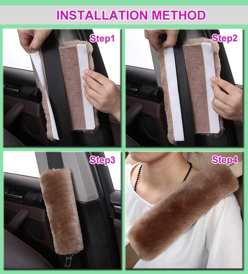 SUNTRADE Soft Faux Car Seat Belt Cover Pad,Car Safety Seat Belt Strap Shoulder Pad for Adults and Children,Suitable for Car Seat Belt,Backpack,Shoulder Bag,Set of 2 (Pink) - Image 5