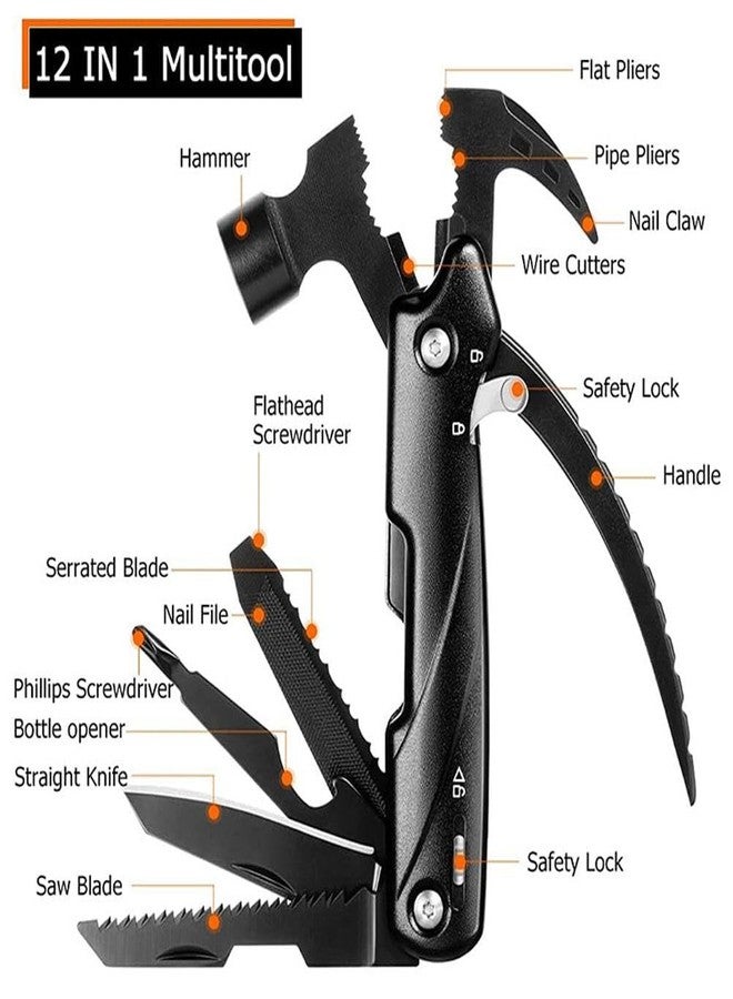 Foliam Hammer Multitool, 12 In 1 Mini Stainless Steel Multi Tool with Hammer Outdoor for Camping Hiking Household - Image 3