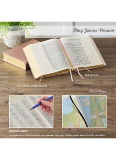KJV الكتاب المقدس، طباعة كبيرة للكتاب المقدس لتدوين الملاحظات، غلاف صلب من الجلد الصناعي - نسخة الملك جيمس، أرجواني لؤلؤي  - Image 3