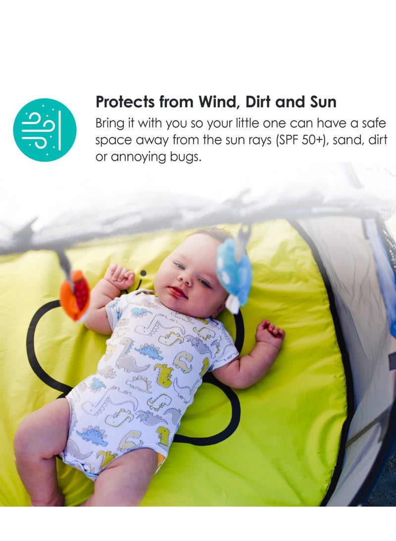 bbluv Nidö - 2-in-1 Baby Travel & Play Tent (90.7 x 73.7 x 47 cm) | UV Protection SPF 50+ | Pop-Up Mosquito Net | Portable with Soft Mattress & Toys | Lightweight, Safe & Cozy Outdoors - Image 2