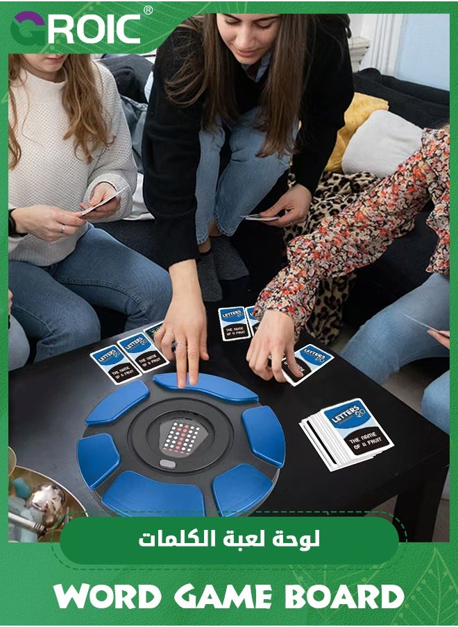 Word Game, Fast-Paced Digital Word Game, Educational Learning Board Game with Timer & Answer Cards, Alphabet Strategy Board Game for Teens and Adults - Blue