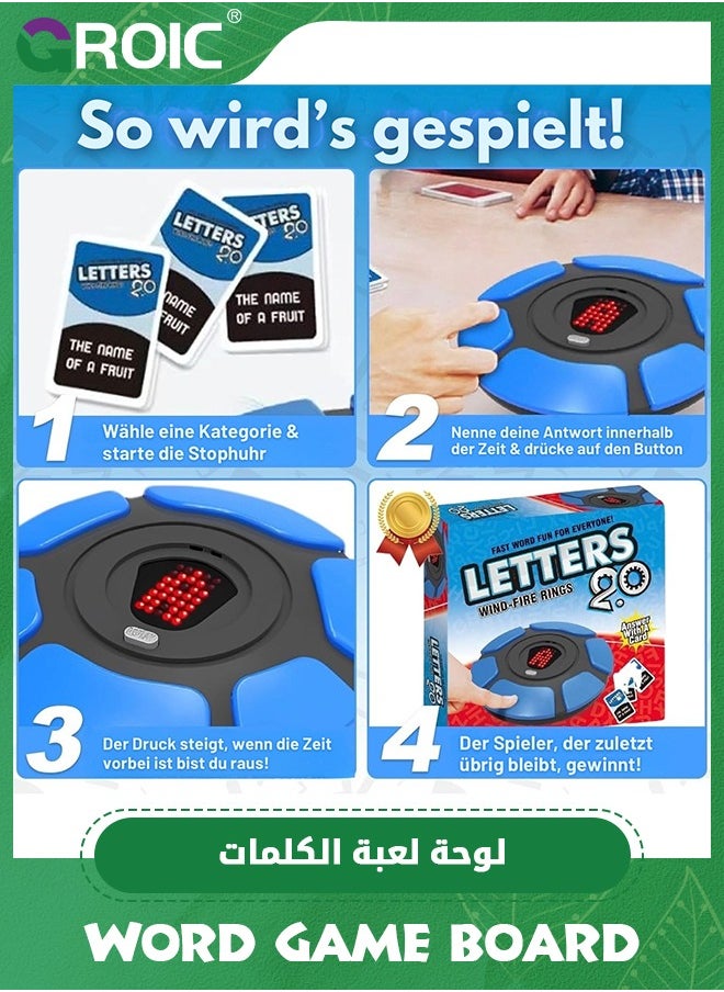 GROIC Word Game, Fast-Paced Digital Word Game, Educational Learning Board Game with Timer & Answer Cards, Alphabet Strategy Board Game for Teens and Adults - Blue  - Image 3