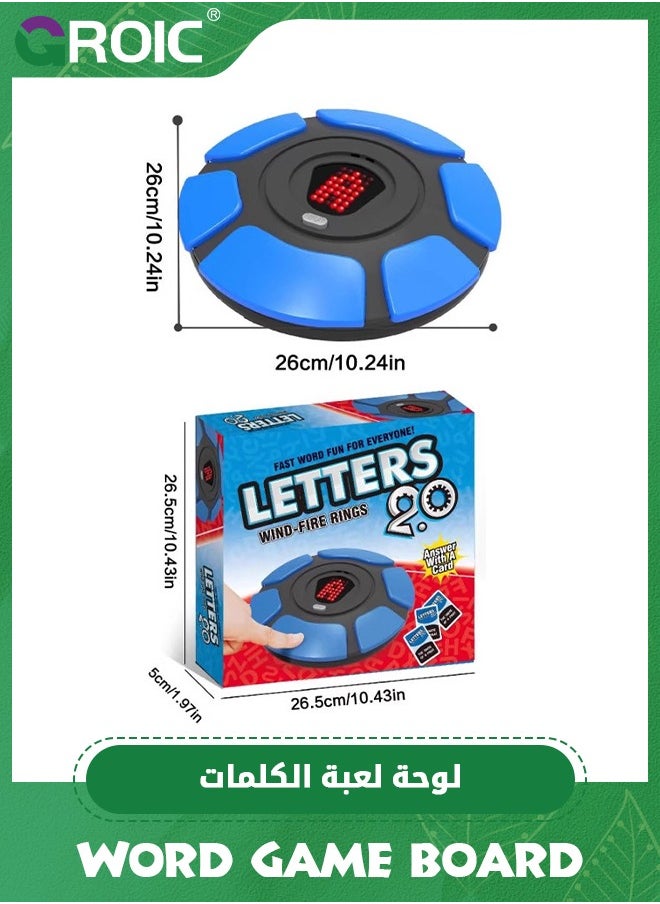 Word Game, Fast-Paced Digital Word Game, Educational Learning Board Game with Timer & Answer Cards, Alphabet Strategy Board Game for Teens and Adults - Blue