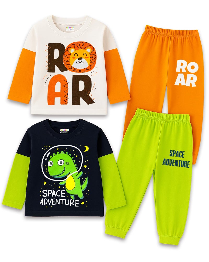 Kuchipoo Baby Boy Regular Fit Cotton T-Shirts and Pyjamas Set (KUC-PSUT-153, 2-3 Years, Multi-Colored) - Image 1