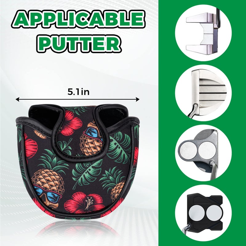 VIXYN Mallet Putter Cover - Cool Mallet Putter Headcover - Magnetic Fleeced Lined Head Covers to Protect Your Golf Clubs (Flamingo)(Pineapple Skull) - Image 3