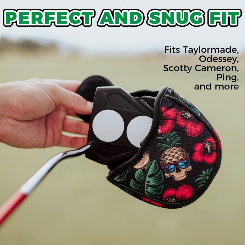 VIXYN Mallet Putter Cover - Cool Mallet Putter Headcover - Magnetic Fleeced Lined Head Covers to Protect Your Golf Clubs (Flamingo)(Pineapple Skull) - Image 2