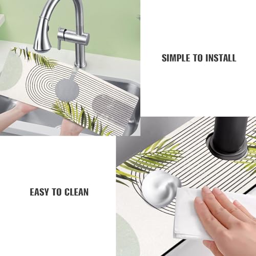 aquoechd Sink Faucet Absorbing Mat, 2 Pack Drying Mat Around Faucet Sink Splash Guard Behind Faucet Sinkmat For Kitchen Bathroom Island Rv 15 * 5.5 Inch (38 * 14 cm) - Image 4