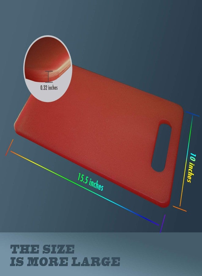 Fotouzy Plastic Utility Cutting Board with Handles, Food Safe PP Material, BPA Free, Dishwasher Safe, Thick Chopping Board, Large Size, Easy Grip Handle, for Kitchen (Red),15.5 x 10" - Image 4
