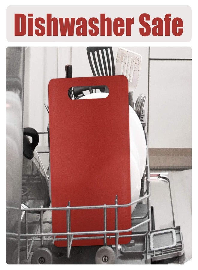 Fotouzy Plastic Utility Cutting Board with Handles, Food Safe PP Material, BPA Free, Dishwasher Safe, Thick Chopping Board, Large Size, Easy Grip Handle, for Kitchen (Red),15.5 x 10" - Image 5