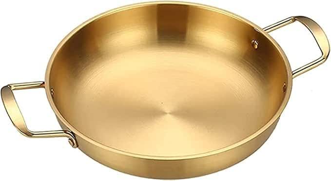 Elegant Gold Stainless Steel Cookware Features Double Handles For Safe Handling And Versatility In Modern Kitchens